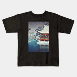 Snow at Miyajima by Tsuchiya Koitsu Kids T-Shirt